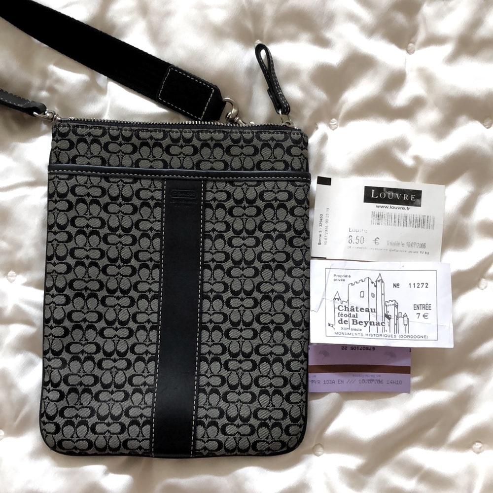 Coach Black Logo Rectangular Crossbody Handbag Euc - image 8